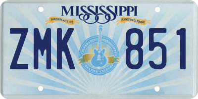 MS license plate ZMK851
