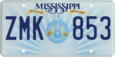 MS license plate ZMK853