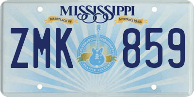 MS license plate ZMK859