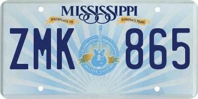 MS license plate ZMK865