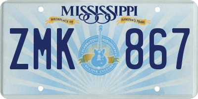 MS license plate ZMK867
