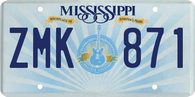 MS license plate ZMK871