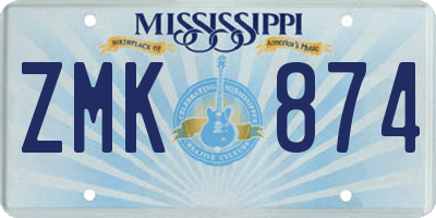 MS license plate ZMK874