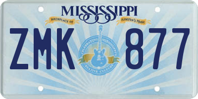 MS license plate ZMK877