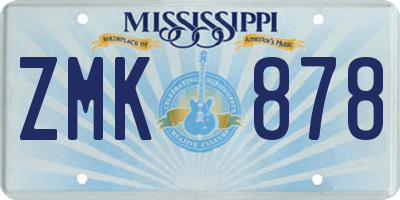 MS license plate ZMK878