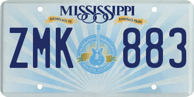 MS license plate ZMK883