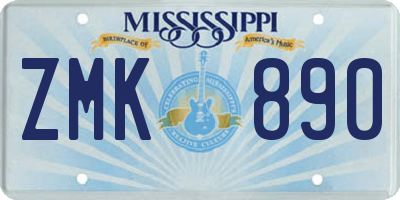 MS license plate ZMK890