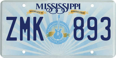 MS license plate ZMK893