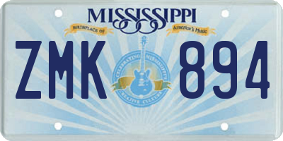 MS license plate ZMK894
