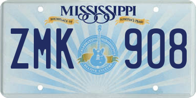 MS license plate ZMK908