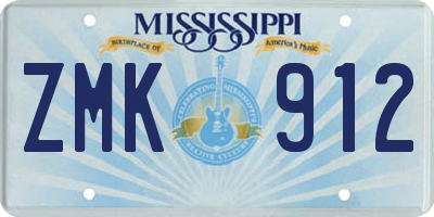 MS license plate ZMK912