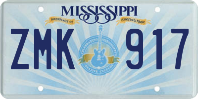 MS license plate ZMK917