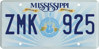 MS license plate ZMK925