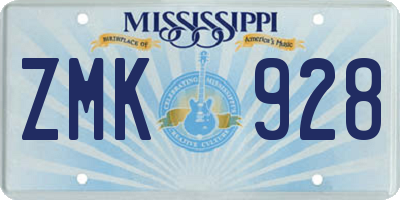 MS license plate ZMK928