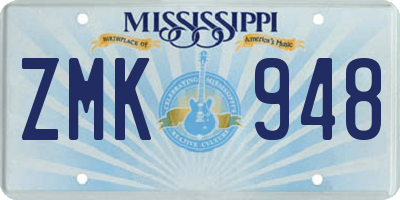MS license plate ZMK948