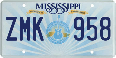 MS license plate ZMK958