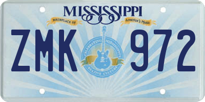 MS license plate ZMK972