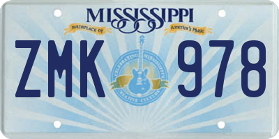 MS license plate ZMK978