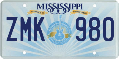 MS license plate ZMK980