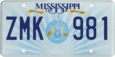 MS license plate ZMK981
