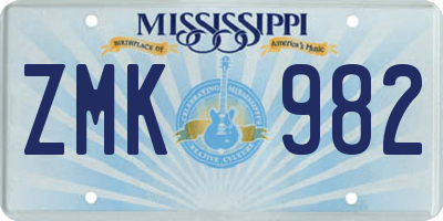MS license plate ZMK982