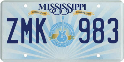 MS license plate ZMK983