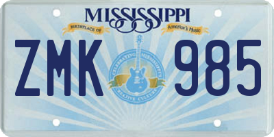 MS license plate ZMK985