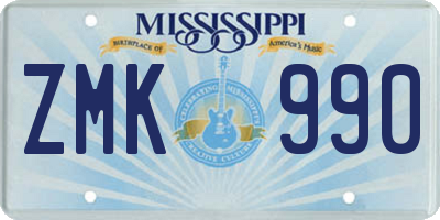 MS license plate ZMK990