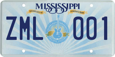 MS license plate ZML001