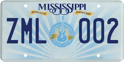 MS license plate ZML002