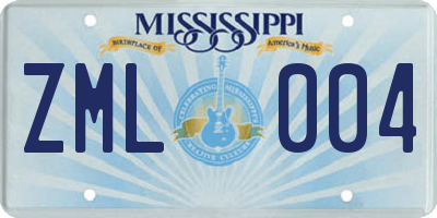 MS license plate ZML004