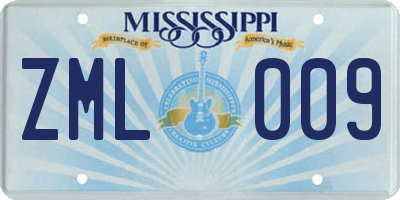 MS license plate ZML009