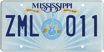 MS license plate ZML011