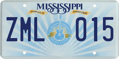 MS license plate ZML015
