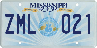 MS license plate ZML021