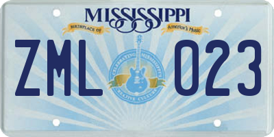 MS license plate ZML023