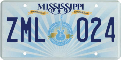 MS license plate ZML024