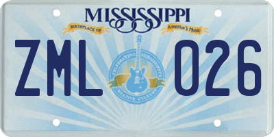 MS license plate ZML026