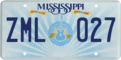 MS license plate ZML027
