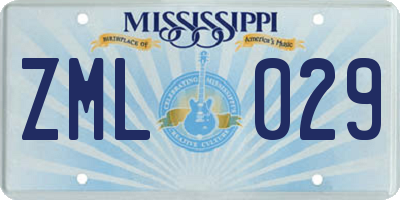 MS license plate ZML029