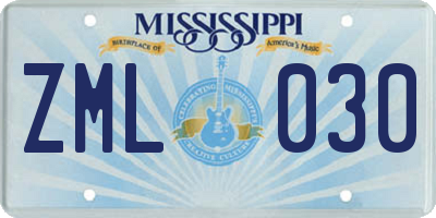 MS license plate ZML030
