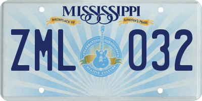 MS license plate ZML032
