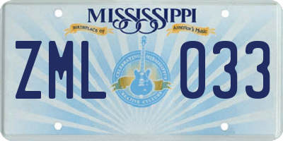 MS license plate ZML033