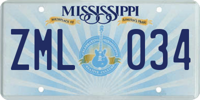 MS license plate ZML034