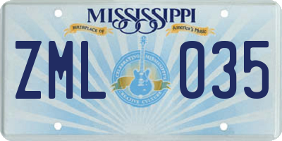 MS license plate ZML035