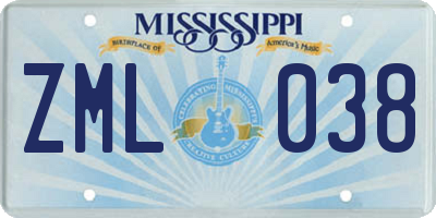 MS license plate ZML038