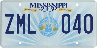 MS license plate ZML040