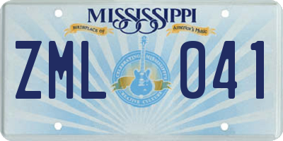MS license plate ZML041