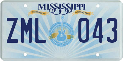 MS license plate ZML043