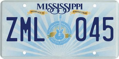 MS license plate ZML045